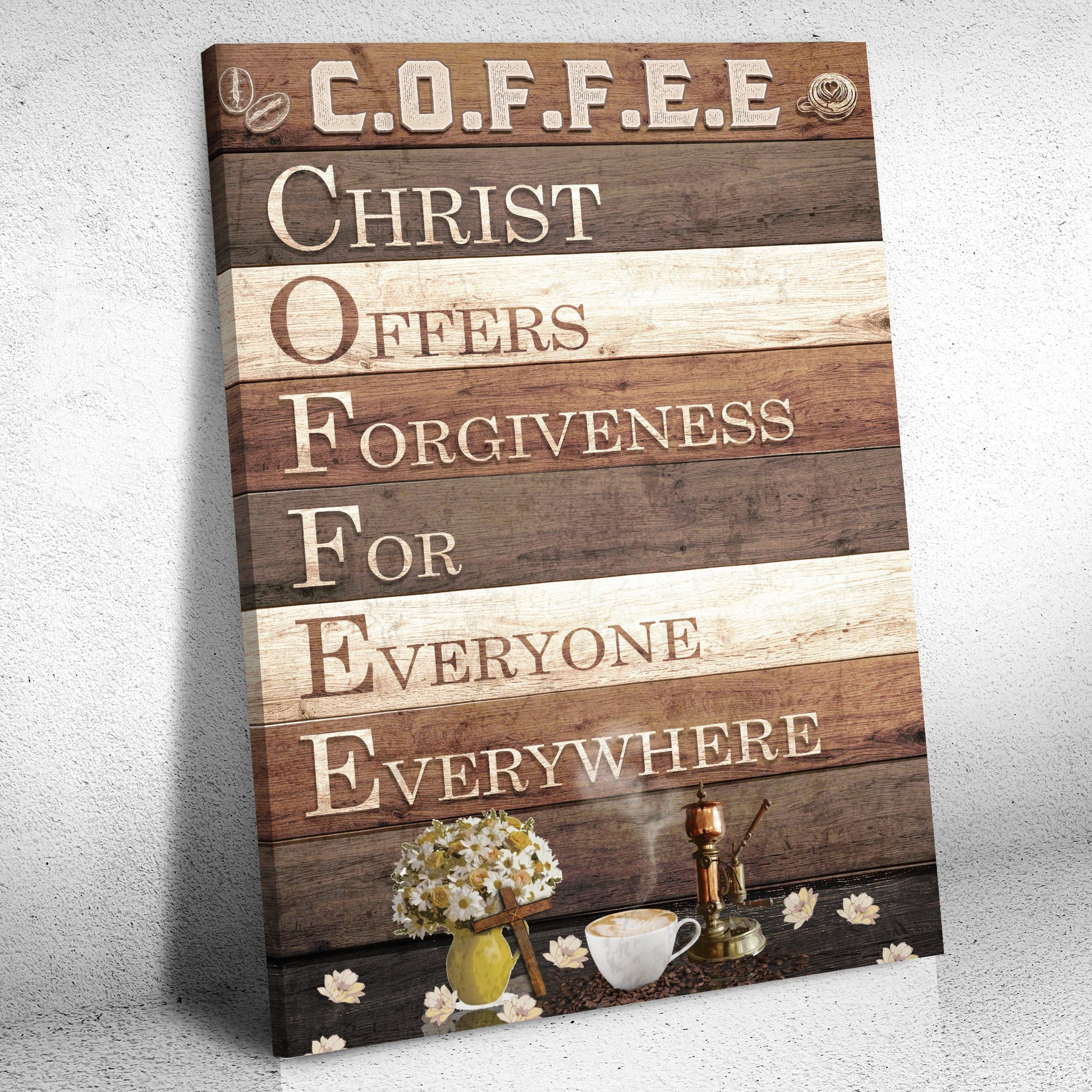 Christ And Coffee Canvas Wall Art - Christian Wall Decor - Bible Verse Canvas Art