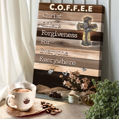 Christ And Coffee Cross Canvas Wall Art - Christian Wall Decor - Bible Verse Canvas Art