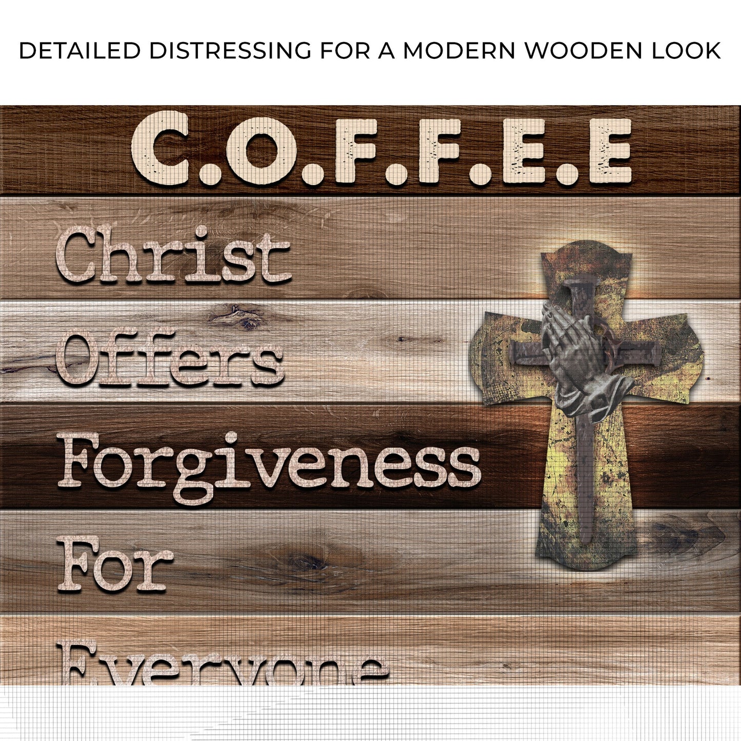 Christ And Coffee Cross Canvas Wall Art - Christian Wall Decor - Bible Verse Canvas Art