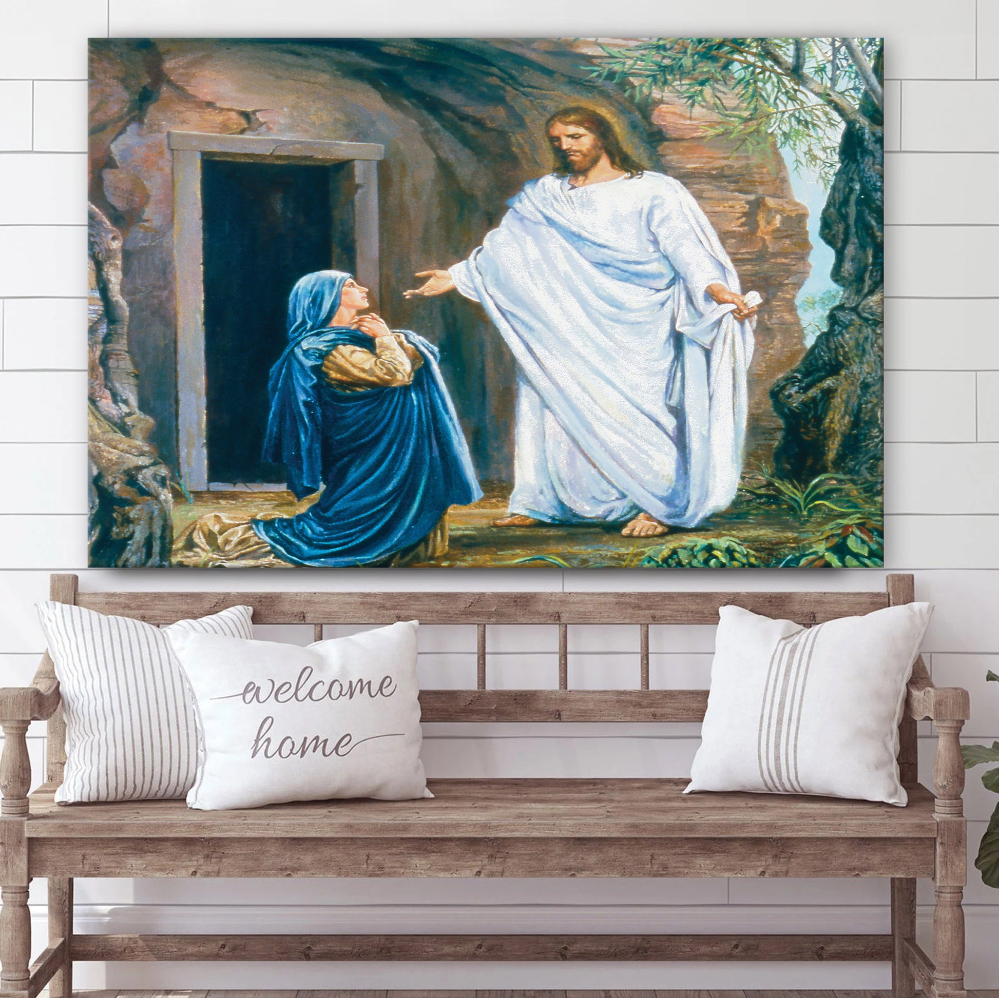 Christ And Mary At The Tomb Art Canvas Pictures - Easter Wall Art - Christian Easter Home Decor