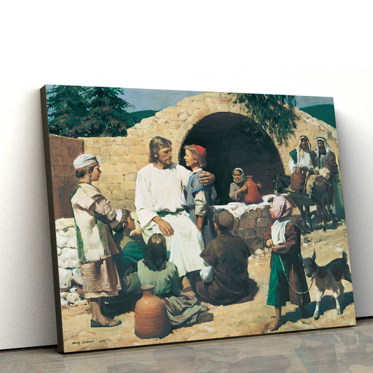 Christ And The Children Canvas Wall Art - Christian Canvas Pictures - Religious Canvas Wall Art