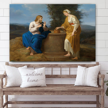 Christ And The Samaritan Woman At The Well Canvas Pictures - Jesus Canvas Pictures - Christian Wall Art