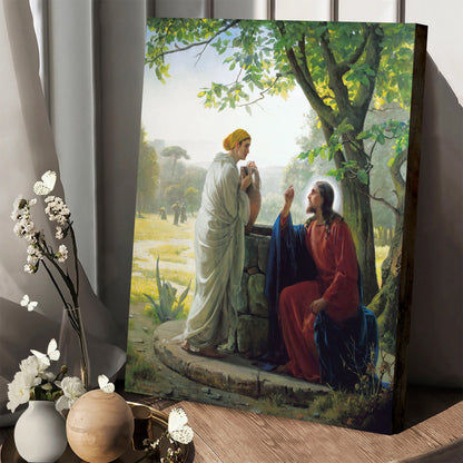 Christ And The Samaritan Woman Canvas Pictures - Religious Wall Art Canvas - Christian Paintings For Home