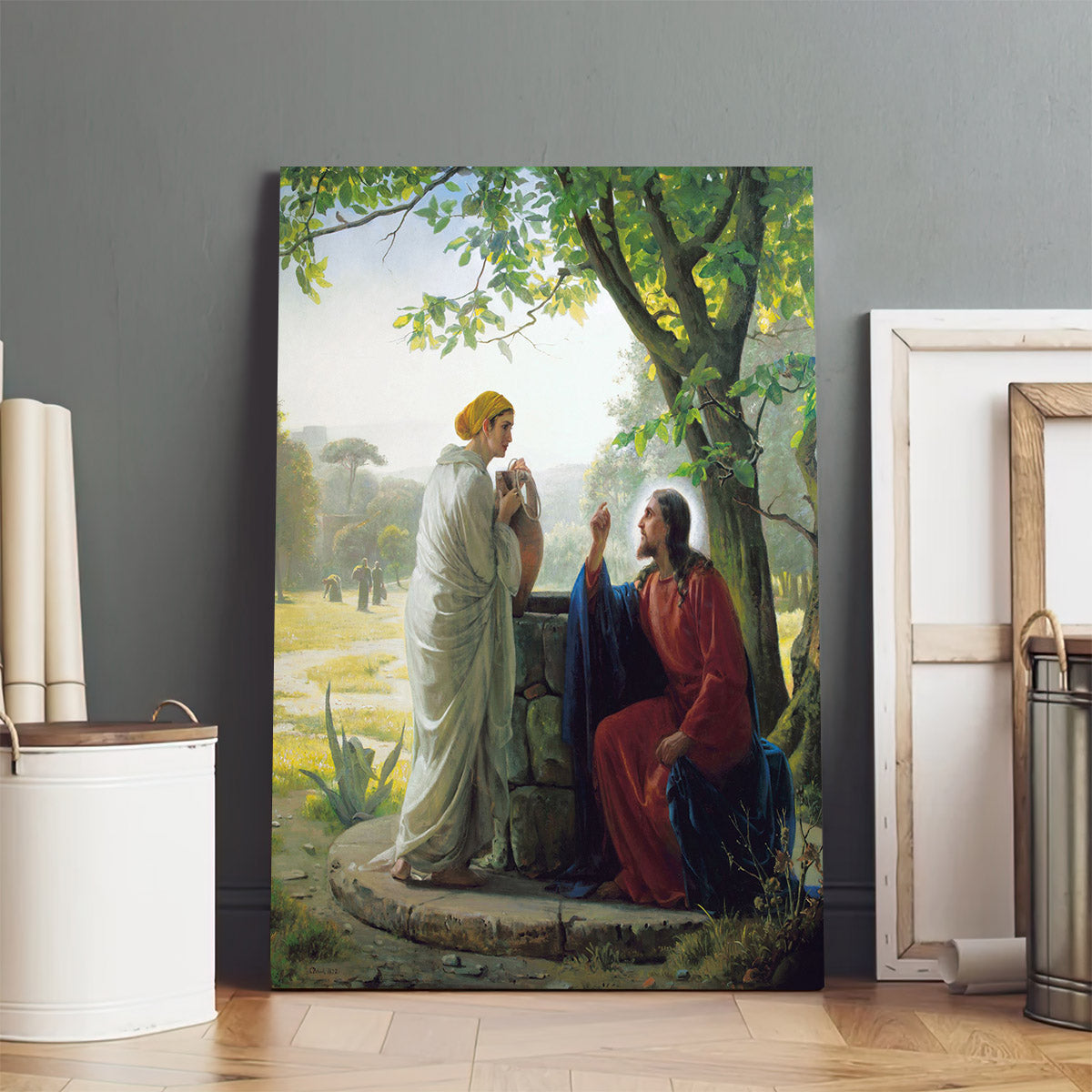 Christ And The Samaritan Woman Canvas Pictures - Religious Wall Art Canvas - Christian Paintings For Home