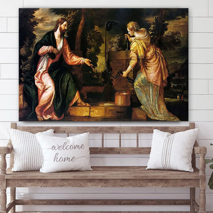 Christ And The Woman Of Samaria Canvas Pictures - Jesus Christ Canvas Art - Christian Wall Canvas