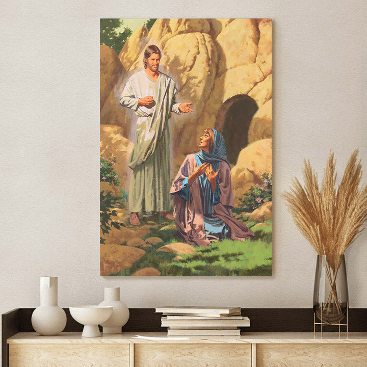 Christ Appearing To Mary Canvas Wall Art - Easter Canvas Painting - Religious Easter Decorations