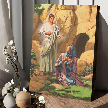 Christ Appearing To Mary Canvas Wall Art - Easter Canvas Painting - Religious Easter Decorations