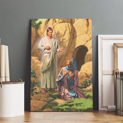 Christ Appearing To Mary Canvas Wall Art - Easter Canvas Painting - Religious Easter Decorations