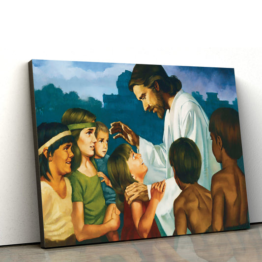Christ Blessing The Nephite Children Canvas Wall Art - Christian Canvas Pictures - Religious Canvas Wall Art