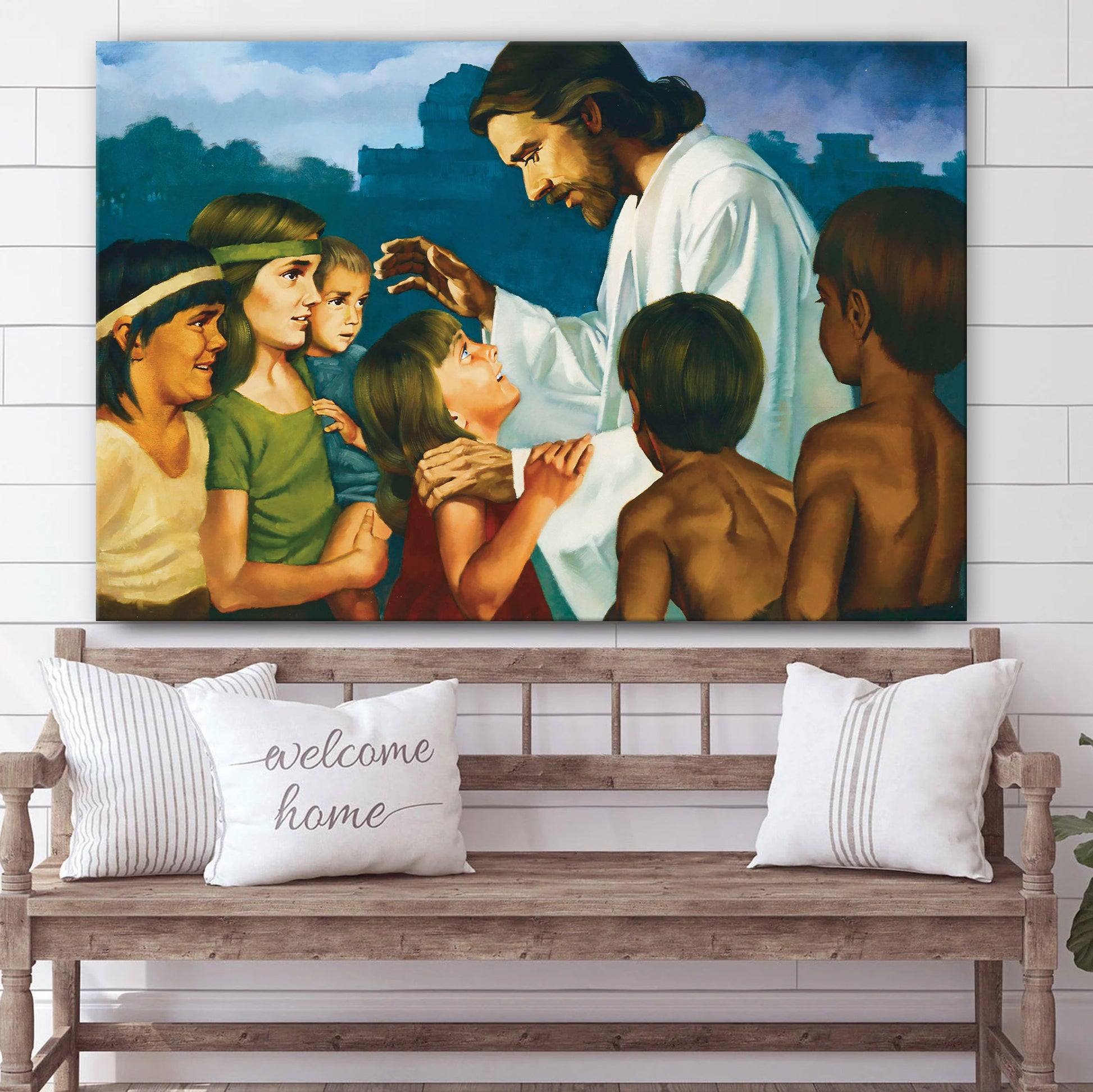 Christ Blessing The Nephite Children Canvas Wall Art - Christian Canvas Pictures - Religious Canvas Wall Art
