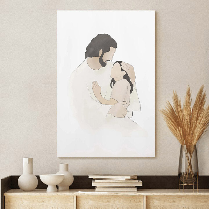 Christ Embrace Jesus Portrait - Canvas Pictures - Jesus Canvas Art - Christian Wall Art