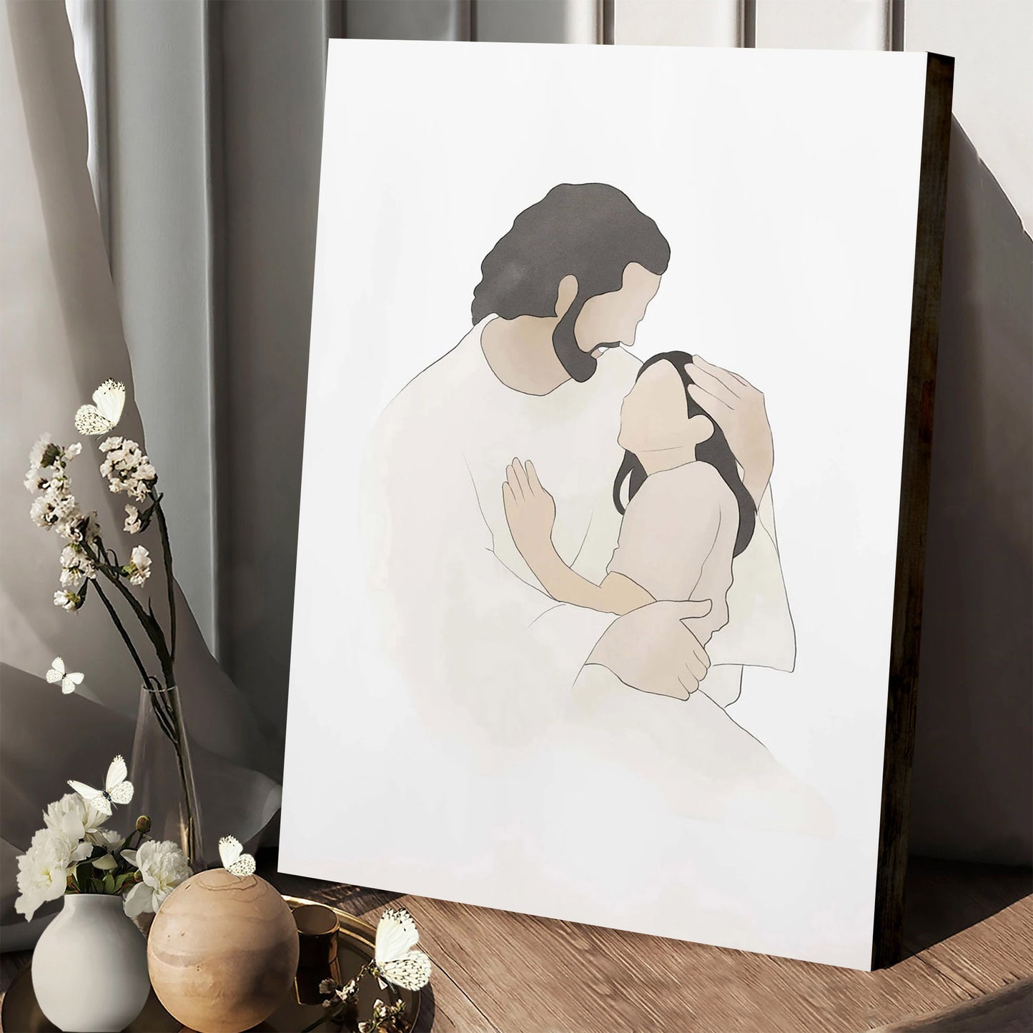 Christ Embrace Jesus Portrait - Canvas Pictures - Jesus Canvas Art - Christian Wall Art