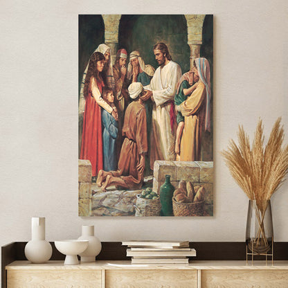 Christ Healing A Blind Man Canvas Pictures - Religious Wall Art Canvas - Christian Paintings For Home