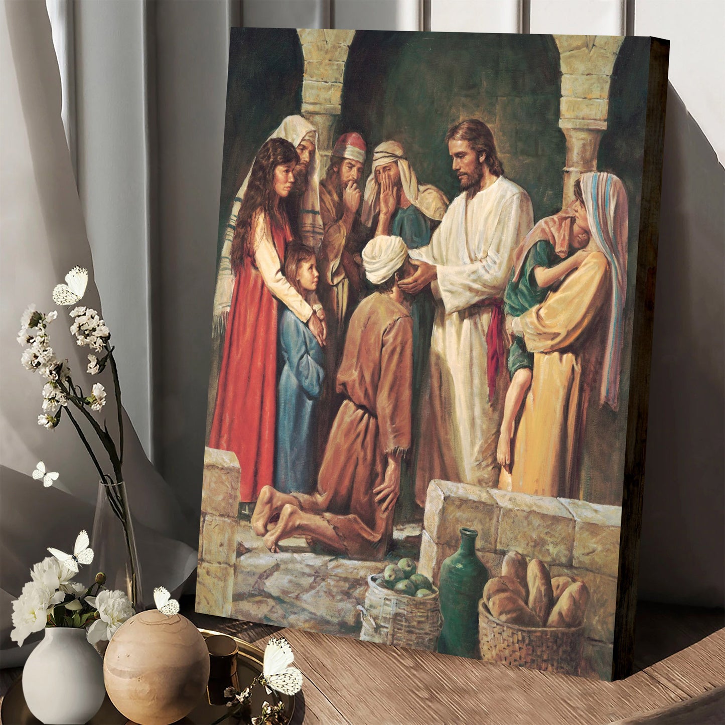 Christ Healing A Blind Man Canvas Pictures - Religious Wall Art Canvas - Christian Paintings For Home