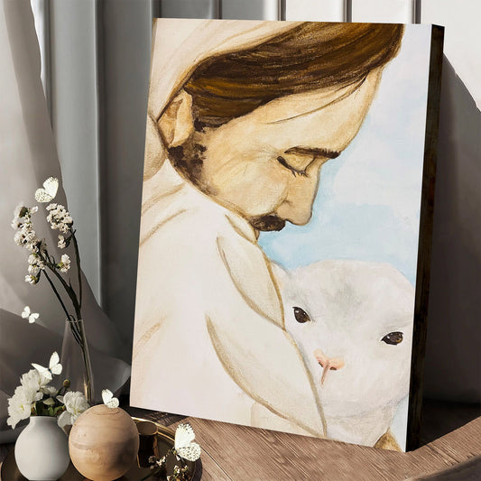 Christ Holding A Lamb Canvas Posters - Jesus Christ Canvas Art - Ciaocustom