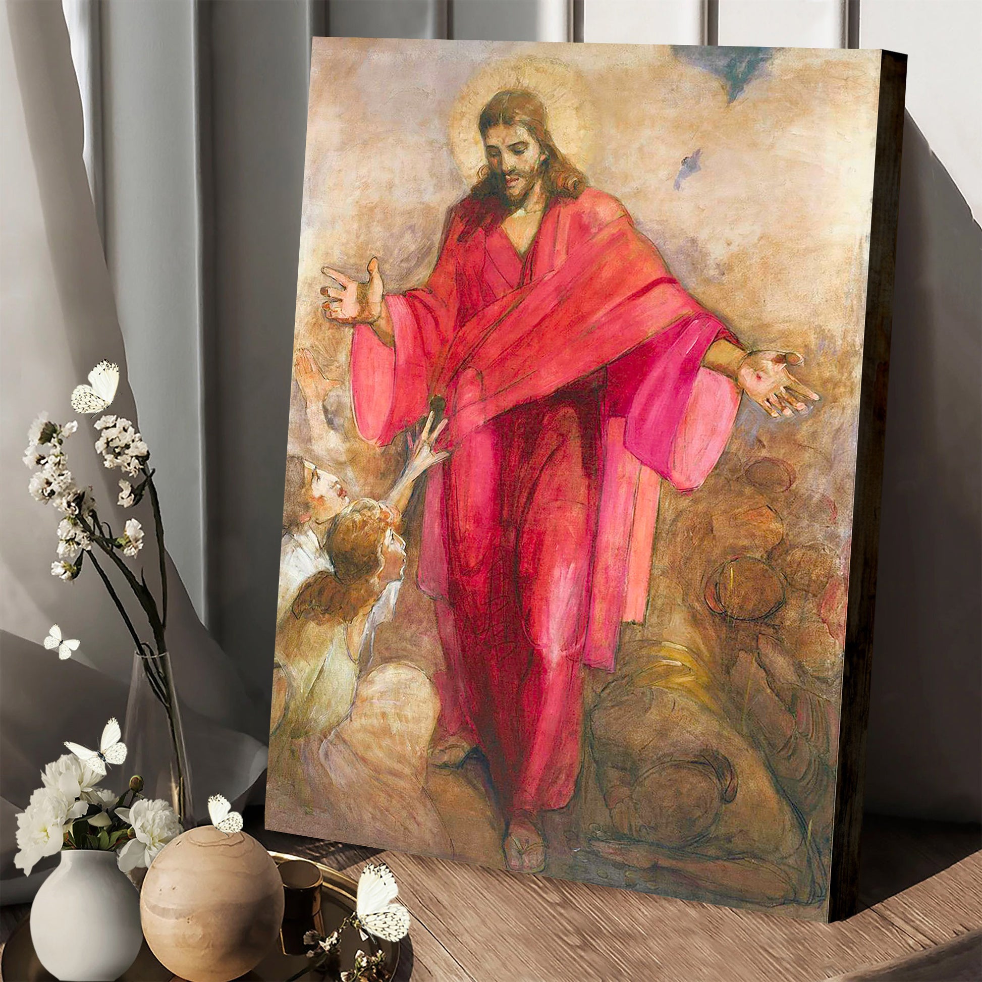 Christ In A Red Robe Canvas Wall Art - Christan Wall Decor