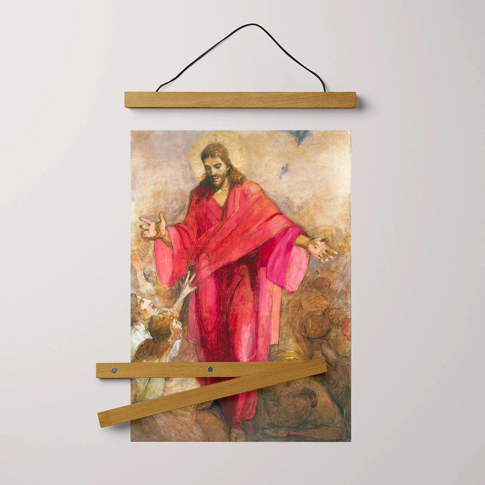 Christ In A Red Robe Hanging Canvas Wall Art - Christan Wall Decor - Religious Canvas