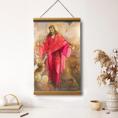Christ In A Red Robe Hanging Canvas Wall Art - Christan Wall Decor - Religious Canvas