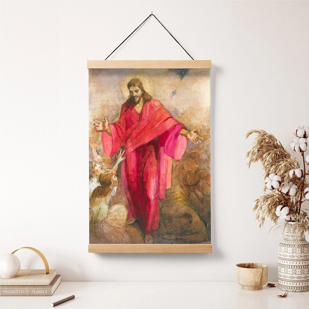 Christ In A Red Robe Hanging Canvas Wall Art - Christan Wall Decor - Religious Canvas