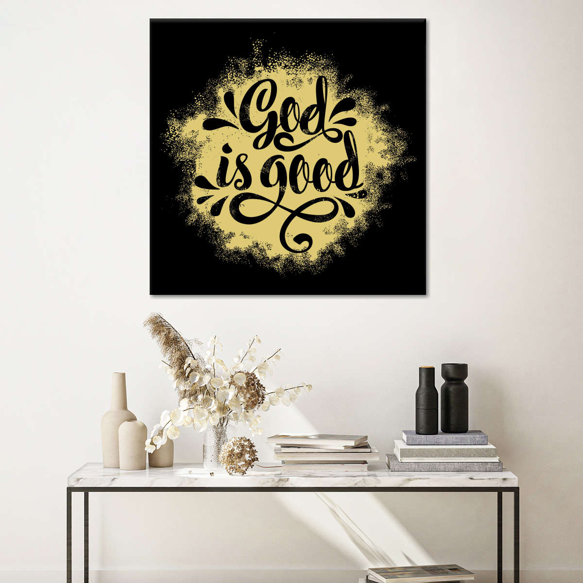 Christ Is Good Typography Square Canvas Wall Art - Bible Verse Wall Art Canvas - Religious Wall Hanging
