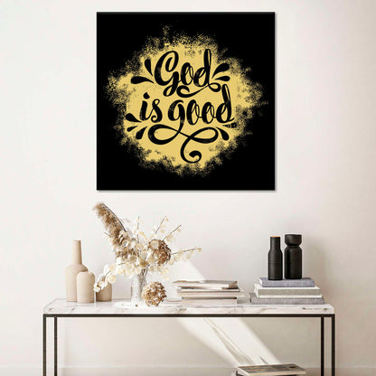 Christ Is Good Typography Square Canvas Wall Art - Bible Verse Wall Art Canvas - Religious Wall Hanging