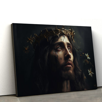 Christ Jesus With Crown Of Thorns - Canvas Picture - Jesus Christ Canvas - Christian Wall Art