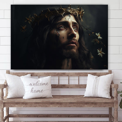 Christ Jesus With Crown Of Thorns - Canvas Picture - Jesus Christ Canvas - Christian Wall Art