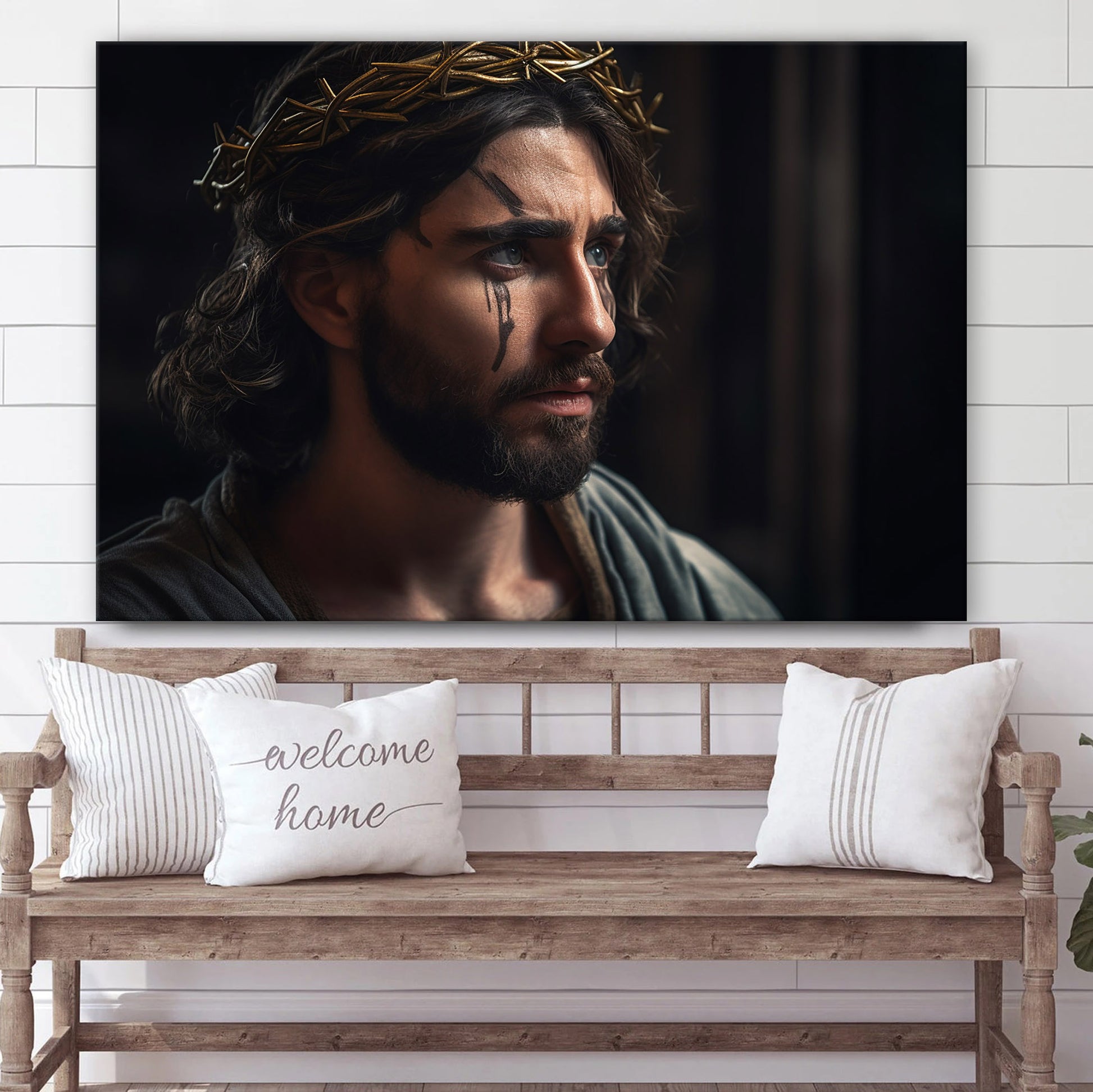 Christ Jesus With Crown Of Thorns 1 - Canvas Picture - Jesus Christ Canvas - Christian Wall Art