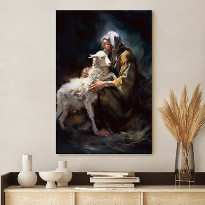 Christ Lambing Bible - Canvas Picture - Jesus Christ Canvas - Christian Wall Art