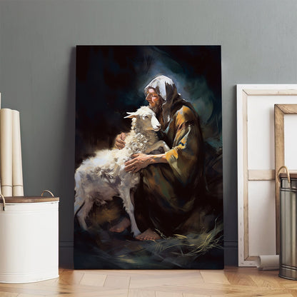 Christ Lambing Bible - Canvas Picture - Jesus Christ Canvas - Christian Wall Art
