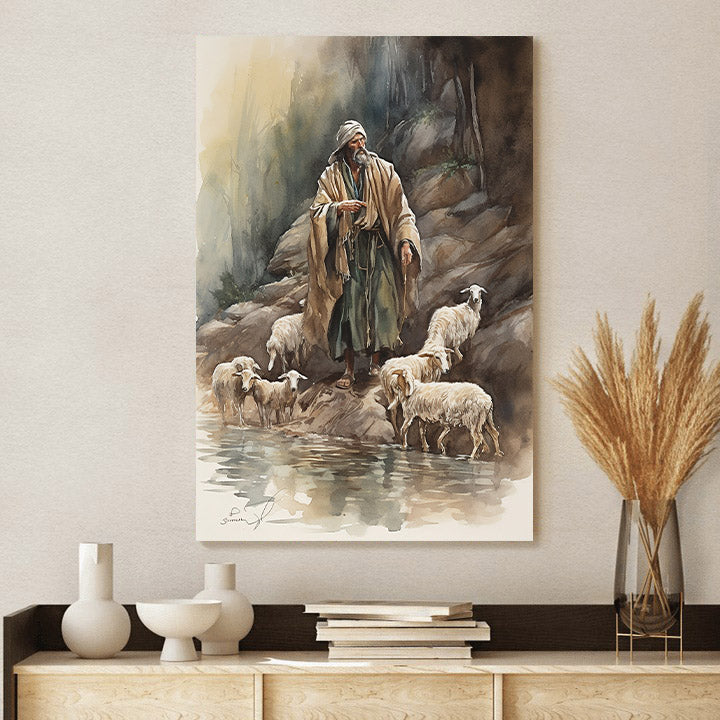 Christ Lambing Bible 2 - Canvas Picture - Jesus Christ Canvas - Christian Wall Art
