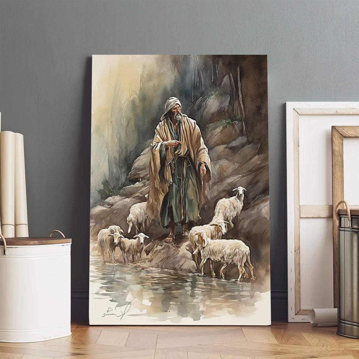 Christ Lambing Bible 2 - Canvas Picture - Jesus Christ Canvas - Christian Wall Art