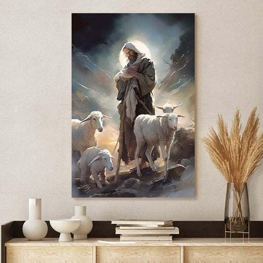 Christ Lambing Bible 3 - Canvas Picture - Jesus Christ Canvas - Christian Wall Art