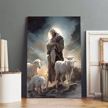 Christ Lambing Bible 3 - Canvas Picture - Jesus Christ Canvas - Christian Wall Art