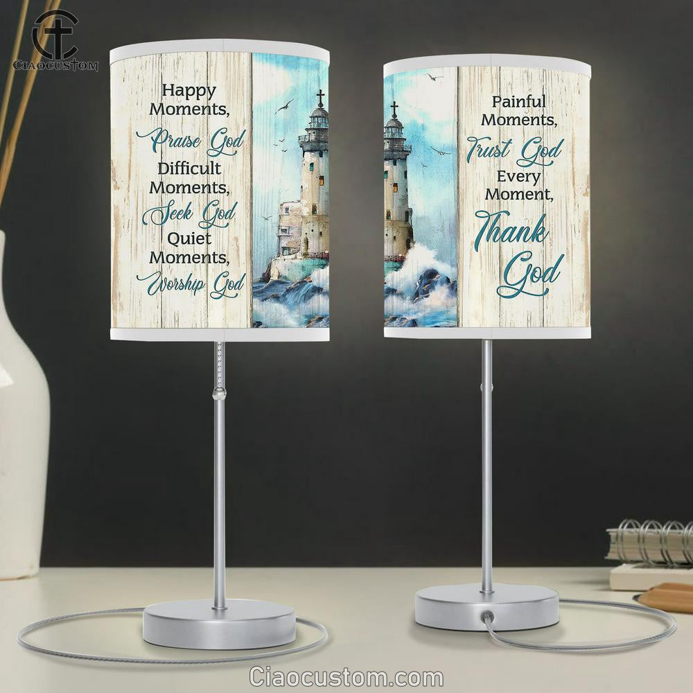 Christ Lighthouse Albatross Every Moment Thank God Large Table Lamp - Christian Lamp Art - Bible Verse Table Lamp Art