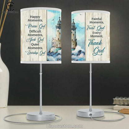 Christ Lighthouse Albatross Every Moment Thank God Large Table Lamp - Christian Lamp Art - Bible Verse Table Lamp Art