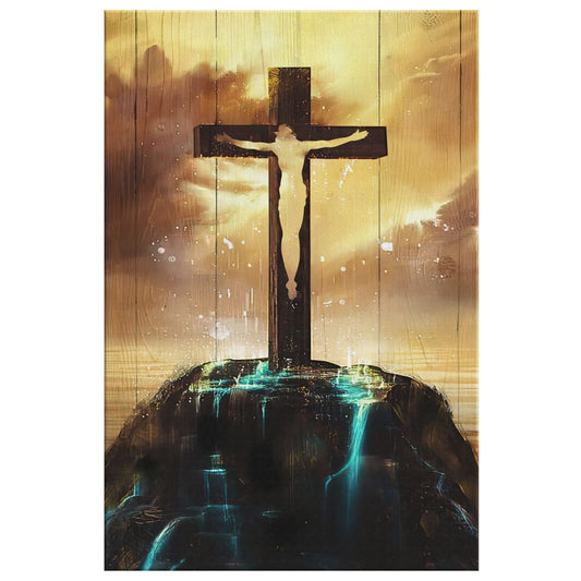 Christ On The Cross On Hill Canvas Wall Art - Christian Canvas Prints - Bible Verse Canvas