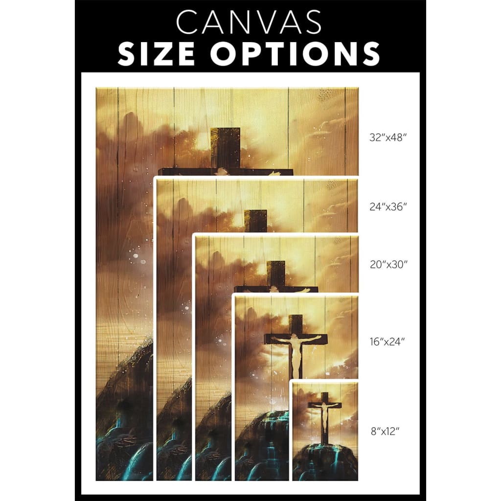 Christ On The Cross On Hill Canvas Wall Art - Christian Canvas Prints - Bible Verse Canvas