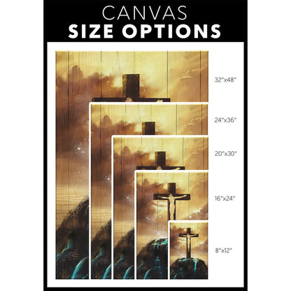 Christ On The Cross On Hill Canvas Wall Art - Christian Canvas Prints - Bible Verse Canvas