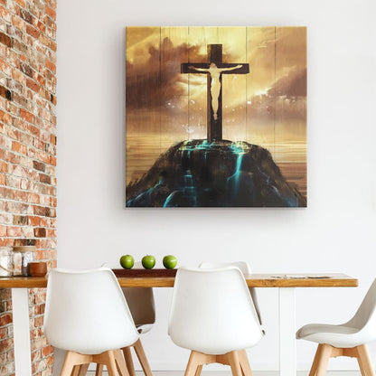 Christ On The Cross On Hill Canvas Wall Art - Christian Wall Art - Religious Wall Decor