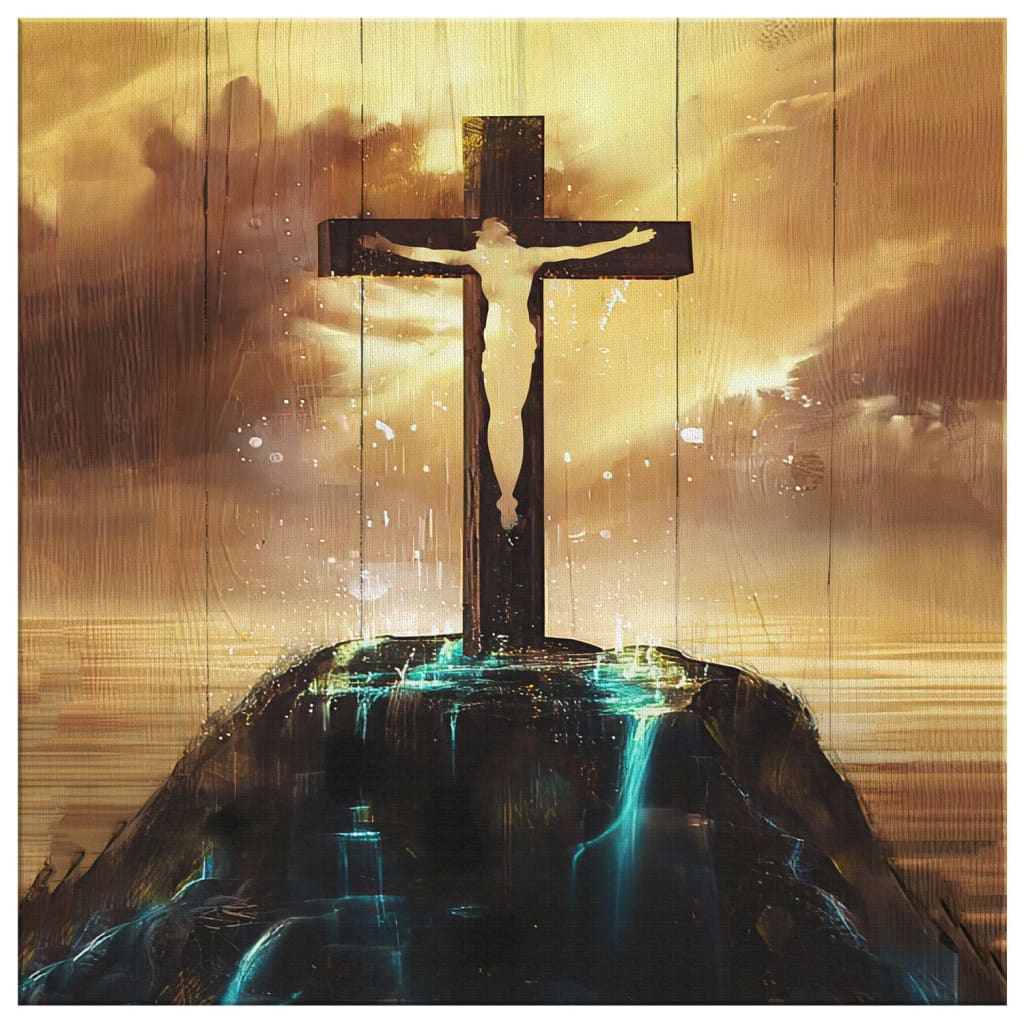 Christ On The Cross On Hill Canvas Wall Art - Christian Wall Art - Religious Wall Decor