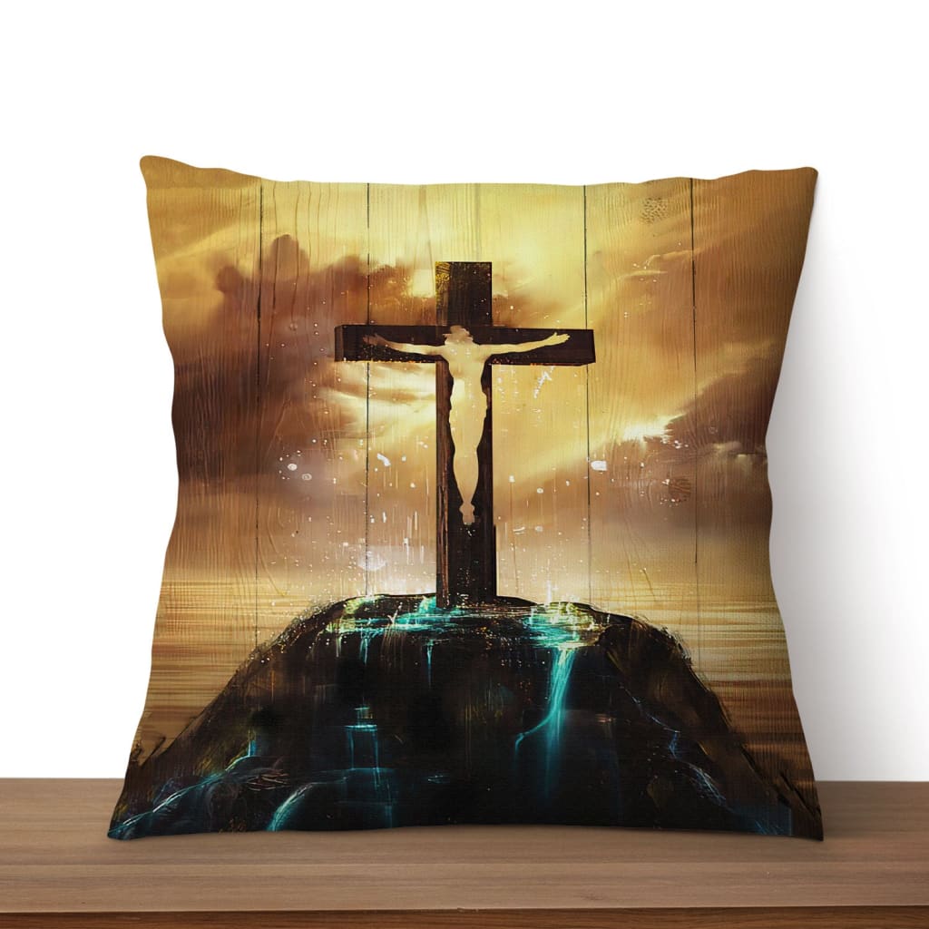 Christ On The Cross On Hill Christian Pillow