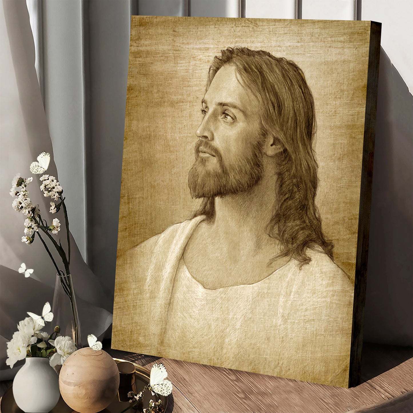 Christ Portrait Canvas Picture - Jesus Christ Canvas Art - Christian Wall Canvas