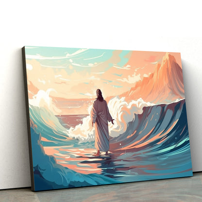 Christ Walking Along On A Wave Of Water 1 - Canvas Picture - Jesus Christ Canvas - Christian Wall Art