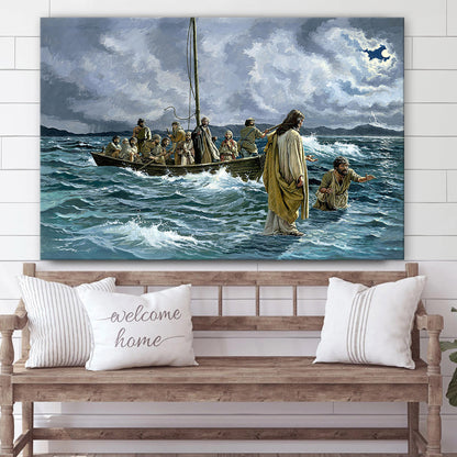 Christ Walking On The Sea Of Galilee Canvas Pictures - Jesus Canvas Pictures - Christian Wall Art