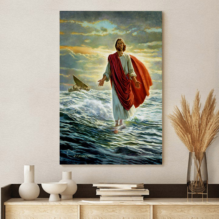 Christ Walking On The Water Canvas Picture - Jesus Christ Canvas Art - Christian Wall Canvas