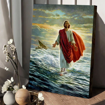 Christ Walking On The Water Canvas Picture - Jesus Christ Canvas Art - Christian Wall Canvas