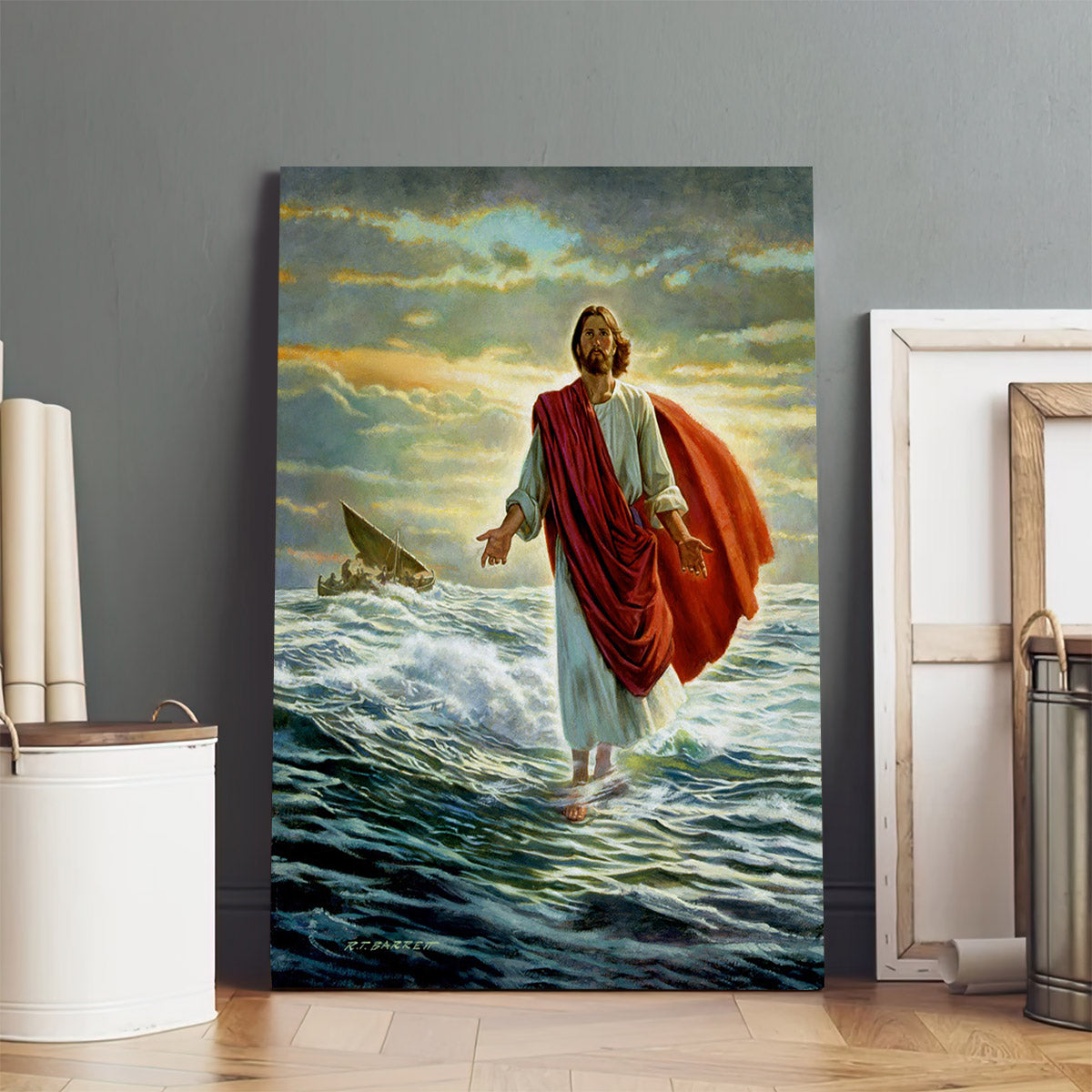 Christ Walking On The Water Canvas Picture - Jesus Christ Canvas Art - Christian Wall Canvas