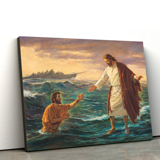 Christ Walking On The Water Canvas Wall Art - Christian Canvas Pictures - Religious Canvas Wall Art