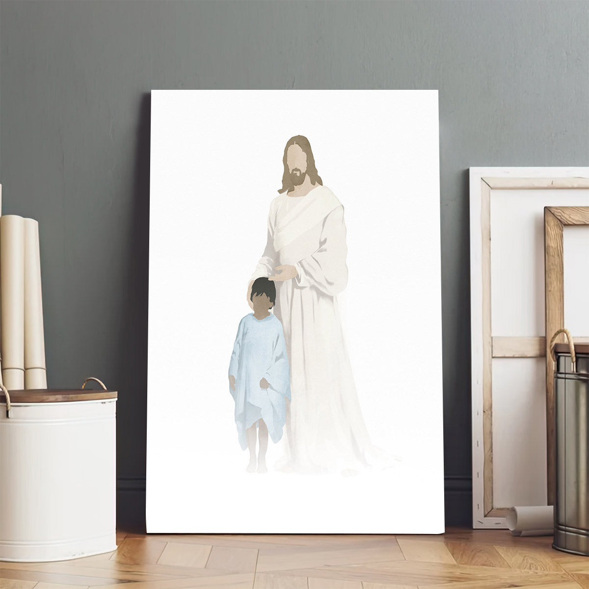 Christ With Boy Watercolor After Carl Bloch (8 Variations) Canvas Wall Art - Jesus Canvas Pictures - Christian Canvas Wall Art